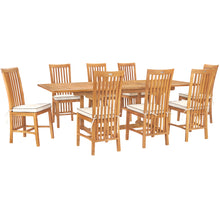 9 Piece Teak Wood Balero Outdoor Patio Dining Set including Rectangular Extension Table & 8 Side Chairs