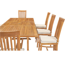 9 Piece Teak Wood Balero Outdoor Patio Dining Set including Rectangular Extension Table & 8 Side Chairs