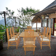9 Piece Teak Wood West Palm Outdoor Patio Dining Set including Semi-Oval Extension Table & 8 Arm Chairs