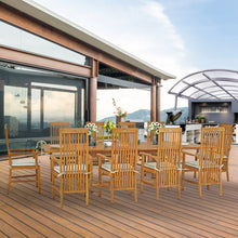 11 Piece Teak Wood West Palm Patio Dining Set including Rectangular Double Extension Table & 10 Arm Chairs
