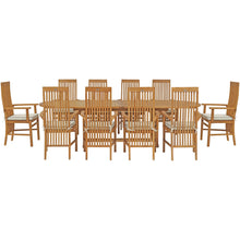 11 Piece Teak Wood West Palm Patio Dining Set including Oval Double Extension Table & 10 Arm Chairs