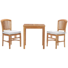 3 Piece Teak Wood Orleans Intimate Bistro Dining Set including 27" Square Table and 2 Side Chairs