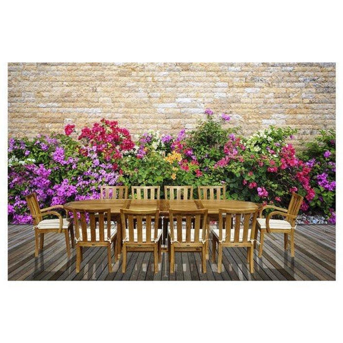 11 Piece Oval Teak Wood Boston Table/Chair Set With Cushions - Chic Teak