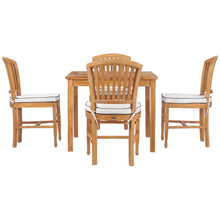 5 Piece Teak Wood Orleans Bistro Dining Set including 35" Square Table and 4 Side Chairs