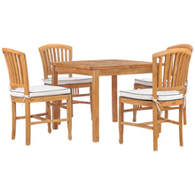 5 Piece Teak Wood Orleans Bistro Dining Set including 35" Square Table and 4 Side Chairs
