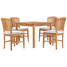 5 Piece Teak Wood Orleans Bistro Dining Set including 35" Square Table and 4 Side Chairs