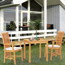 3 Piece Teak Wood Balero Intimate Bistro Dining Set including 27" Table and 2 Arm Chairs