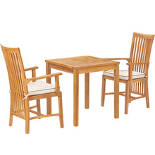3 Piece Teak Wood Balero Intimate Bistro Dining Set including 27" Table and 2 Arm Chairs