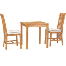 3 Piece Teak Wood Balero Intimate Bistro Dining Set including 27" Table and 2 Side Chairs