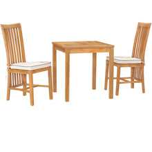 3 Piece Teak Wood Balero Intimate Bistro Dining Set including 27" Table and 2 Side Chairs