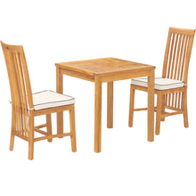 3 Piece Teak Wood Balero Intimate Bistro Dining Set including 27" Table and 2 Side Chairs