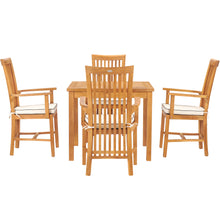 5 Piece Teak Wood Balero Patio Bistro Dining Set including 35" Table and 4 Arm Chairs