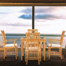 5 Piece Teak Wood Balero Patio Bistro Dining Set including 35" Table and 4 Arm Chairs