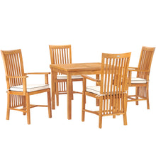 5 Piece Teak Wood Balero Patio Bistro Dining Set including 35" Table and 4 Arm Chairs