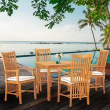 5 Piece Teak Wood Balero Patio Bistro Dining Set including 35" Table and 4 Arm Chairs