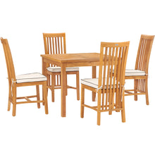 5 Piece Teak Wood Balero Patio Bistro Dining Set including 35" Table and 4 Side Chairs