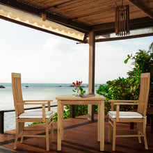 3 Piece Teak Wood West Palm Intimate Bistro Dining Set including 27" Table and 2 Arm Chairs