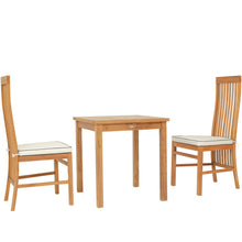 3 Piece Teak Wood West Palm Intimate Bistro Dining Set including 27" Table and 2 Side Chairs