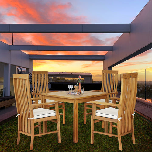 5 Piece Teak Wood West Palm Patio Bistro Dining Set including 35