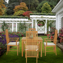 5 Piece Teak Wood West Palm Patio Bistro Dining Set including 35" Table and 4 Arm Chairs