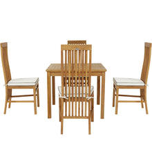 5 Piece Teak Wood West Palm Patio Bistro Dining Set including 35" Table and 4 Side Chairs