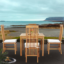 5 Piece Teak Wood West Palm Patio Bistro Dining Set including 35" Table and 4 Side Chairs