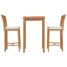 3 Piece Teak Wood Orleans Intimate Patio Bistro Bar Set including 27" Bar Table & 2 Barstools