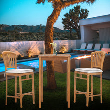3 Piece Teak Wood Orleans Intimate Patio Bistro Bar Set including 27" Bar Table & 2 Barstools