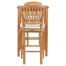 3 Piece Teak Wood Orleans Intimate Patio Bistro Bar Set including 27" Bar Table & 2 Barstools