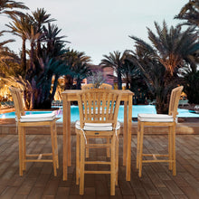 5 Piece Teak Wood Orleans Patio Bistro Bar Set with 35" Square Table & 4 Barstools