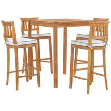 5 Piece Teak Wood Amsterdam Patio Bistro Bar Set with 35" Square Table & 4 Barstools