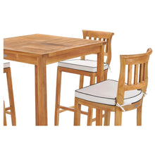 5 Piece Teak Wood Amsterdam Patio Bistro Bar Set with 35" Square Table & 4 Barstools