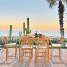 7 Piece Teak Wood Orleans 55" Rectangular Bar Set including 6 Barstools