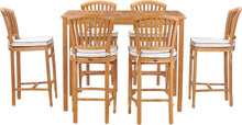 7 Piece Teak Wood Orleans 55" Rectangular Bar Set including 6 Barstools