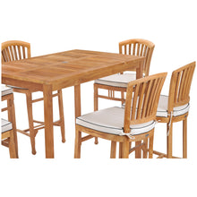 7 Piece Teak Wood Orleans 55" Rectangular Bar Set including 6 Barstools