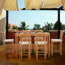 7 Piece Teak Wood Orleans 63" Rectangular Bar Set including 6 Barstools