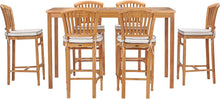 7 Piece Teak Wood Orleans 71" Rectangular Bar Set including 6 Barstools
