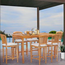 7 Piece Teak Wood Orleans 71" Rectangular Bar Set including 6 Barstools