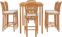 7 Piece Teak Wood Orleans 71" Rectangular Bar Set including 6 Barstools