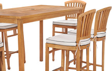 7 Piece Teak Wood Orleans 71" Rectangular Bar Set including 6 Barstools
