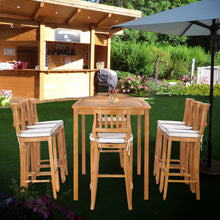 9 Piece Teak Wood Amsterdam 71" Rectangular Bar Set including 8 Barstools