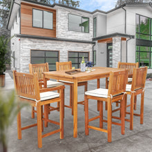 7 Piece Teak Wood Elzas 71" Rectangular Bistro Bar Set including 2 Arm & 4 Side Bar Chairs