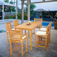 7 Piece Teak Wood Elzas 71" Rectangular Bistro Bar Set including 2 Arm & 4 Side Bar Chairs