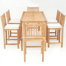 7 Piece Teak Wood Elzas 71" Rectangular Bistro Bar Set including 2 Arm & 4 Side Bar Chairs