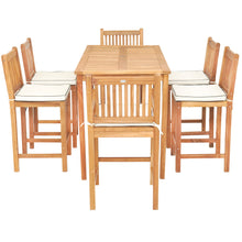 7 Piece Teak Wood Elzas 63" Rectangular Bistro Bar Set including 2 Arm & 4 Side Bar Chairs