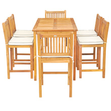 7 Piece Teak Wood Elzas 55" Rectangular Bistro Bar Set including 2 Arm & 4 Side Bar Chairs