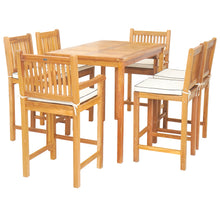 7 Piece Teak Wood Elzas 55" Rectangular Bistro Bar Set including 2 Arm & 4 Side Bar Chairs
