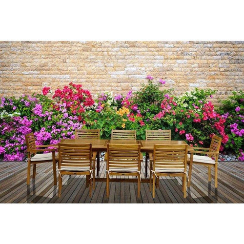9 Piece Teak Wood Italy Table/Chair Set With Cushions - Chic Teak