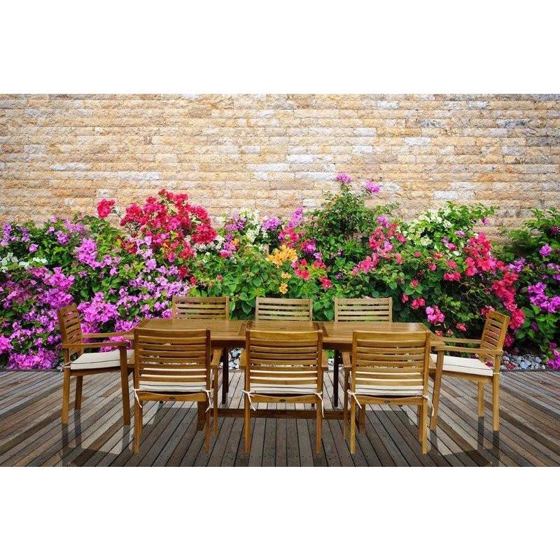 9 Piece Teak Wood Italy Table/Chair Set With Cushions - Chic Teak