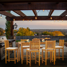 7 Piece Teak Wood Elzas 71" Rectangular Bistro Bar Set including 6 Bar Chairs